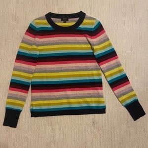 J Crew Cashmere Everyday Crewneck Sweater Striped Size XS